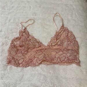 Free People Intimately Floral Lace Bralette in Pink and Red Women’s Size L